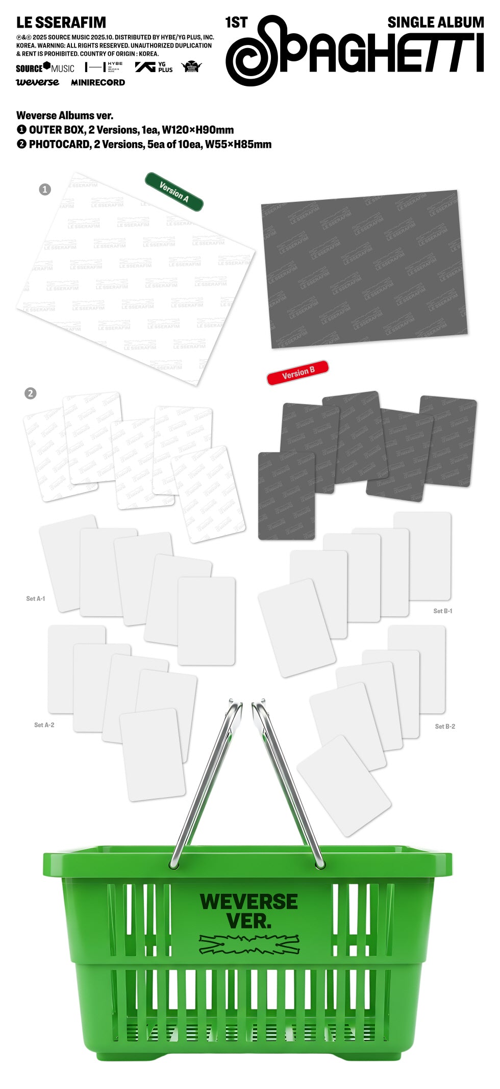 (PRE-ORDER 2025-10-24) LE SSERAFIM - 1st Single Album [SPAGHETTI] Weverse Albums Version (2 Versions) Random 1ea