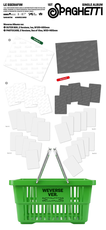 (PRE-ORDER 2025-10-24) LE SSERAFIM - 1st Single Album [SPAGHETTI] Weverse Albums Version (2 Versions) Random 1ea