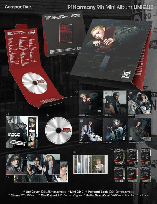 (PRE-ORDER 2026-03-27) P1Harmony - 9th Mini Alum [UNIQUE] Compact Version (6 Versions) Random 1ea