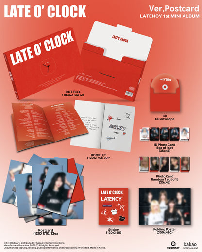 (PRE-ORDER 2026-03-19) LATENCY - 1st Mini Album [LATE O' CLOCK] Postcard Version