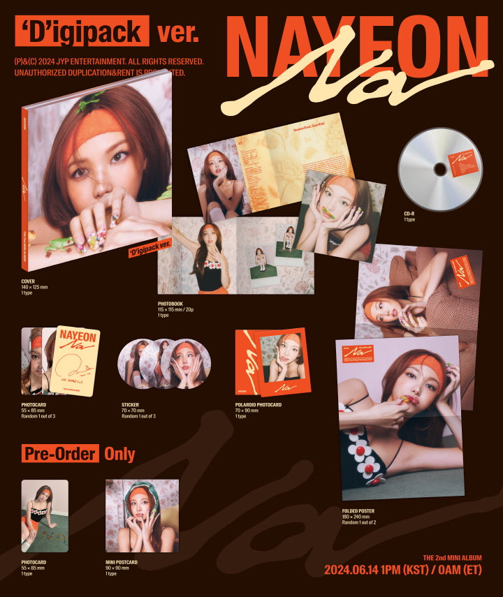 Nayeon Twice 2nd Mini Album : NA Digipack Version.
