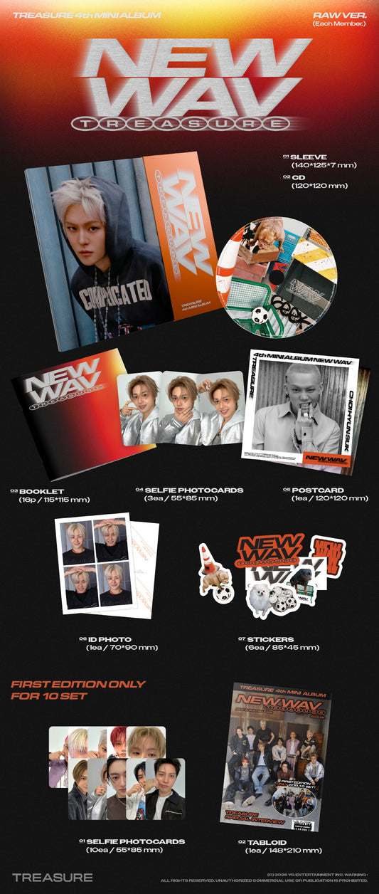 TREASURE - 4th Mini Album [NEW WAV] RAW Version (10 Versions) Random 1ea
