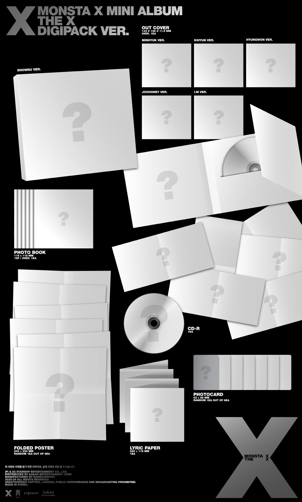 (PRE-ORDER 2025-09-02) MONSTA X - 13th Mini Album [THE X] DIGIPACK Version (6 Versions) Random 1ea