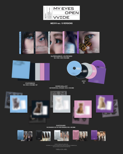 (PRE-ORDER 2025-05-12) MEOVV - 1st EP Album [MY EYES OPEN VVIDE] MEOVV Version (5 Versions) Random 1ea.