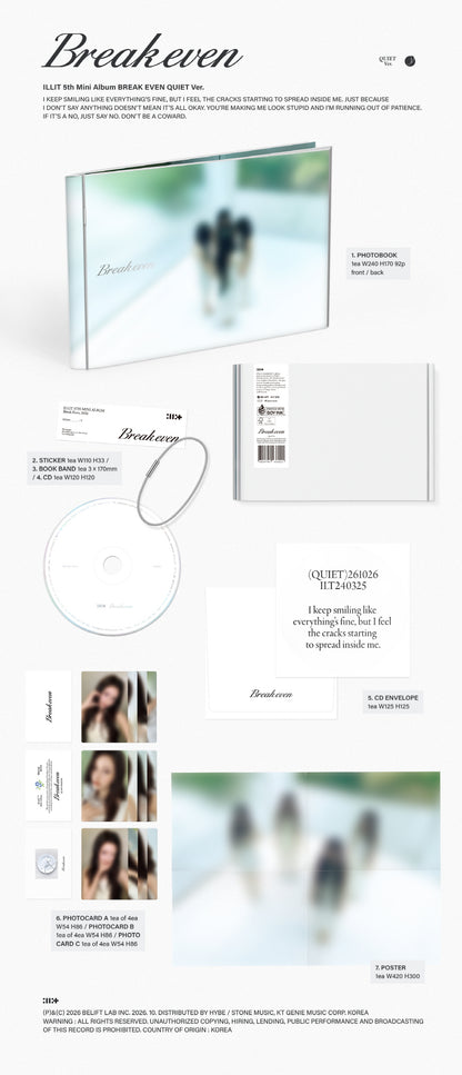 (PRE-ORDER 2026-10-27) ILLIT - 5th Mini Album [BREAK EVEN] Standard Version (3 Versions) Random 1ea (POB Included - pre-order only)