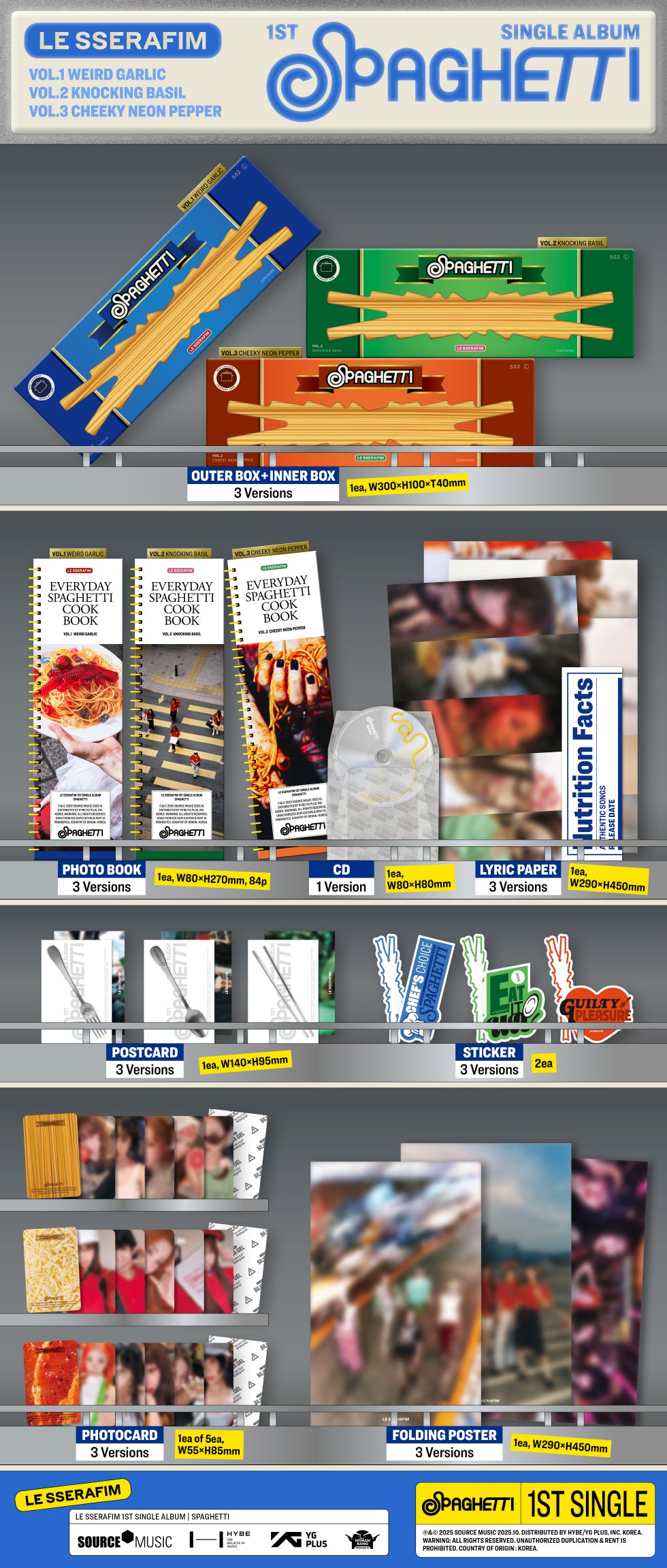 LE SSERAFIM - 1st Single Album [SPAGHETTI] (3 Versions).