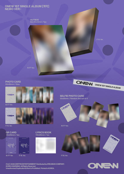 (PRE-ORDER 2026-10-20) 온유 Onew (SHINee) - 1st Single Album [착각] Nemo Version (2 Versions)