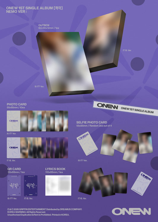 (PRE-ORDER 2026-10-20) 온유 Onew (SHINee) - 1st Single Album [착각] Nemo Version (2 Versions)