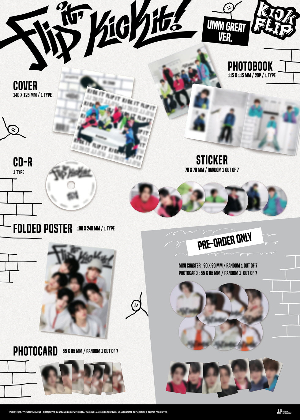 KickFlip - 1st Mini Album Flip it, Kick it! UMM GREAT Version (Digipack Version) (POB - Mini Coaster, Photocard Included for a limited quantity).