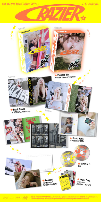 (PRE-ORDER 2025-08-05) BoA - 11th Album [CRAZIER] Louder Version (2 Versions) Random 1ea