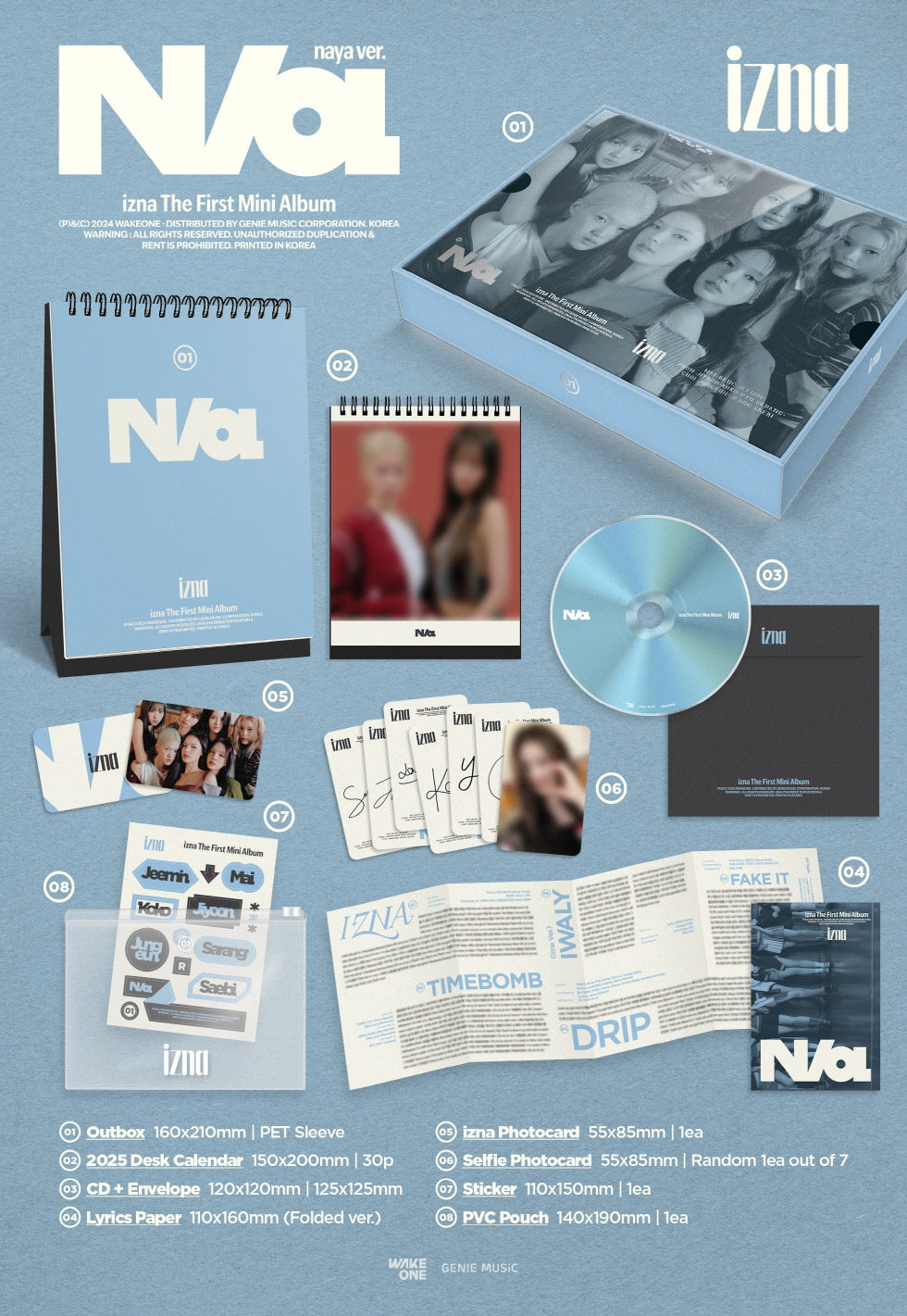 izna - 1st Mini Album N/A naya Version (2025 Calendar Version).