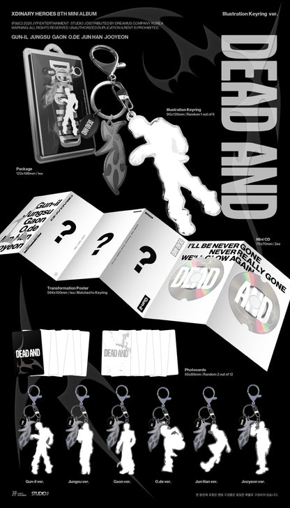 Xdinary Heroes - 8th Mini Album [DEAD AND] Illustration Keyring Version (6 Versions)