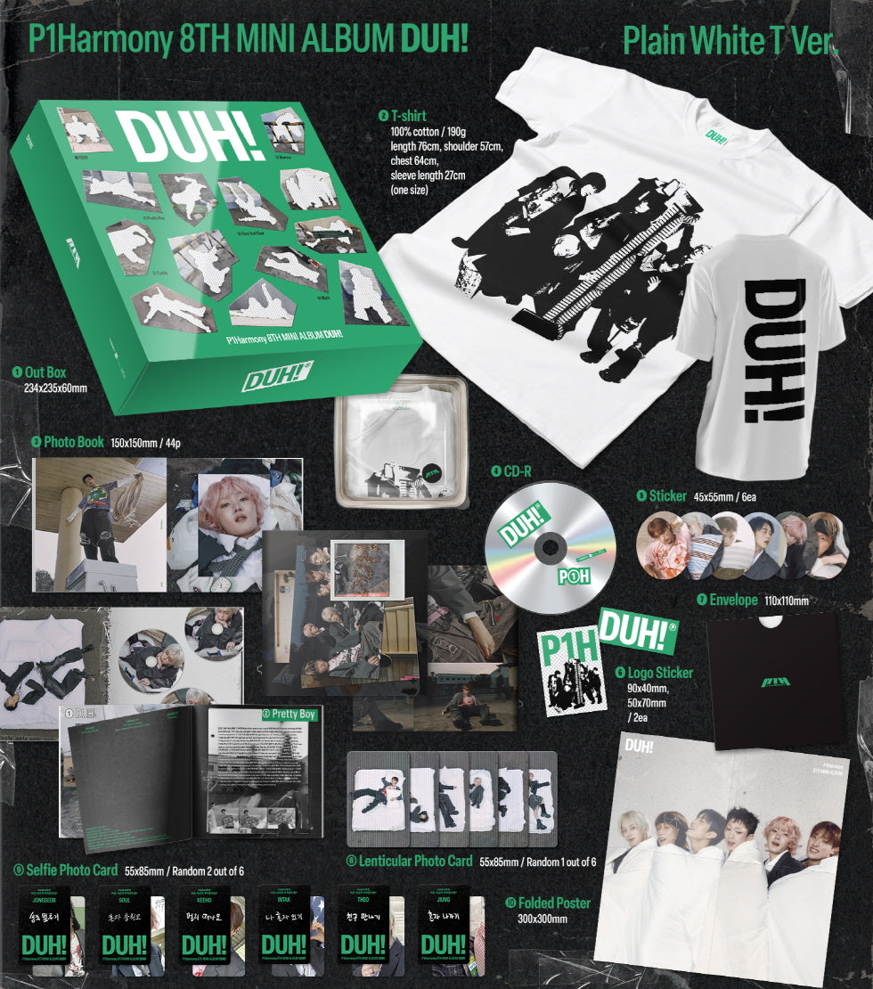 (RESTOCK) P1Harmony - 8th Mini Alum [DUH!] Plain White T Version (Limited Edition).