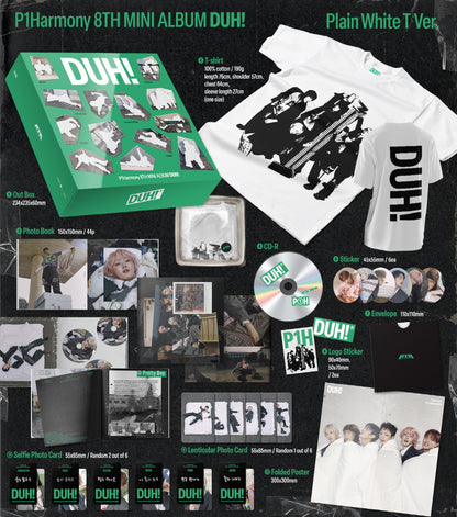 (RESTOCK) P1Harmony - 8th Mini Alum [DUH!] Plain White T Version (Limited Edition).