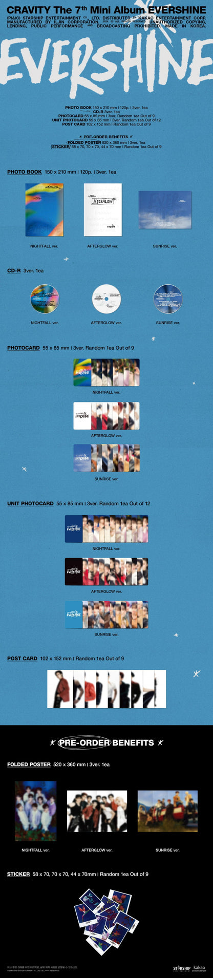 Cravity 7th Mini Album Evershine (3 Version).