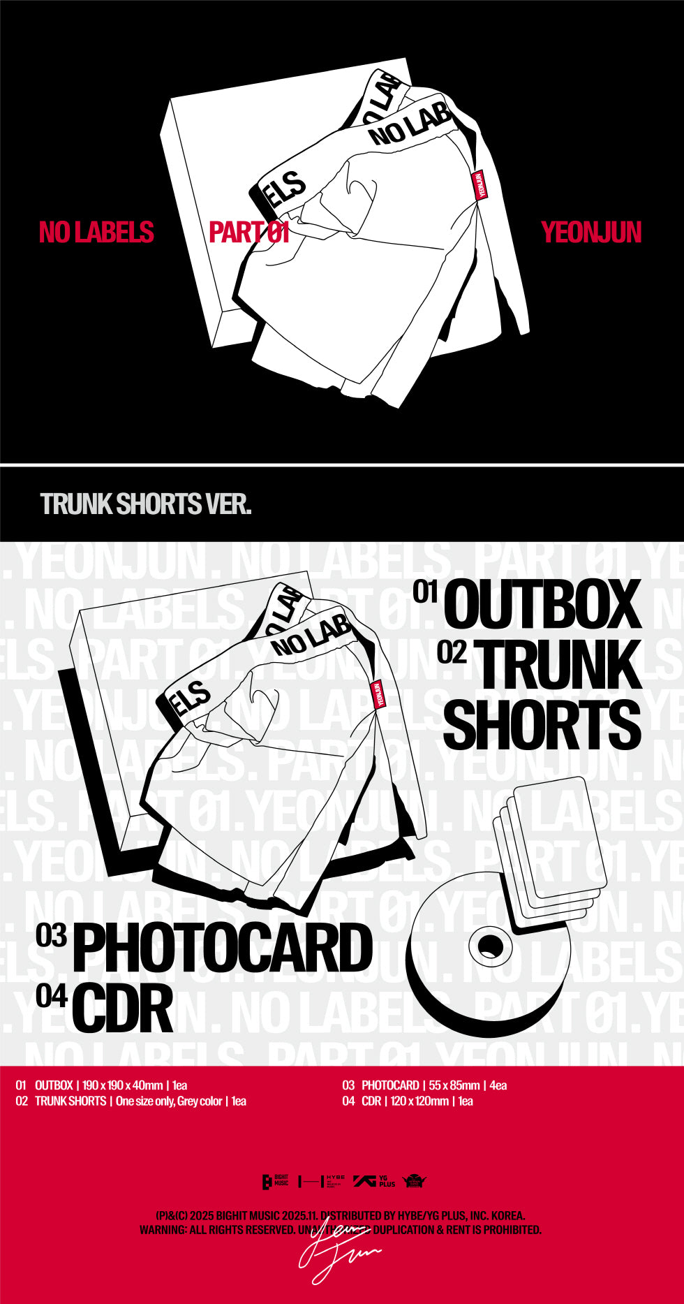 (PRE-ORDER 2025-11-07) YEONJUN (TXT) - [NO LABELS: PART 01] Trunk Shorts Version