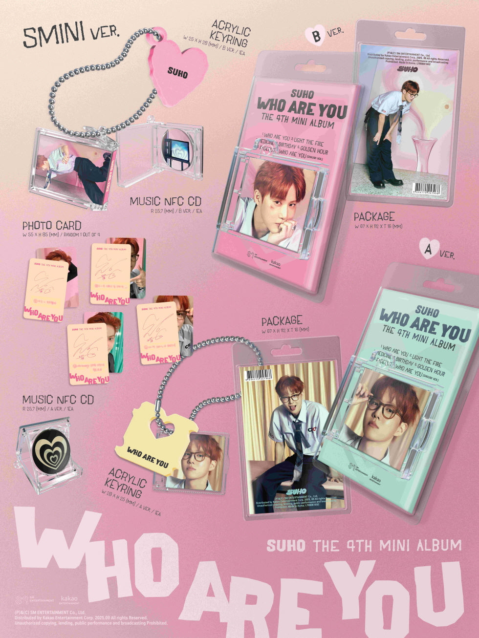 (PRE-ORDER 2025-09-23) Suho (EXO) - 4th Mini Album [Who Are You] SMini Version (2 Versions) Random 1ea