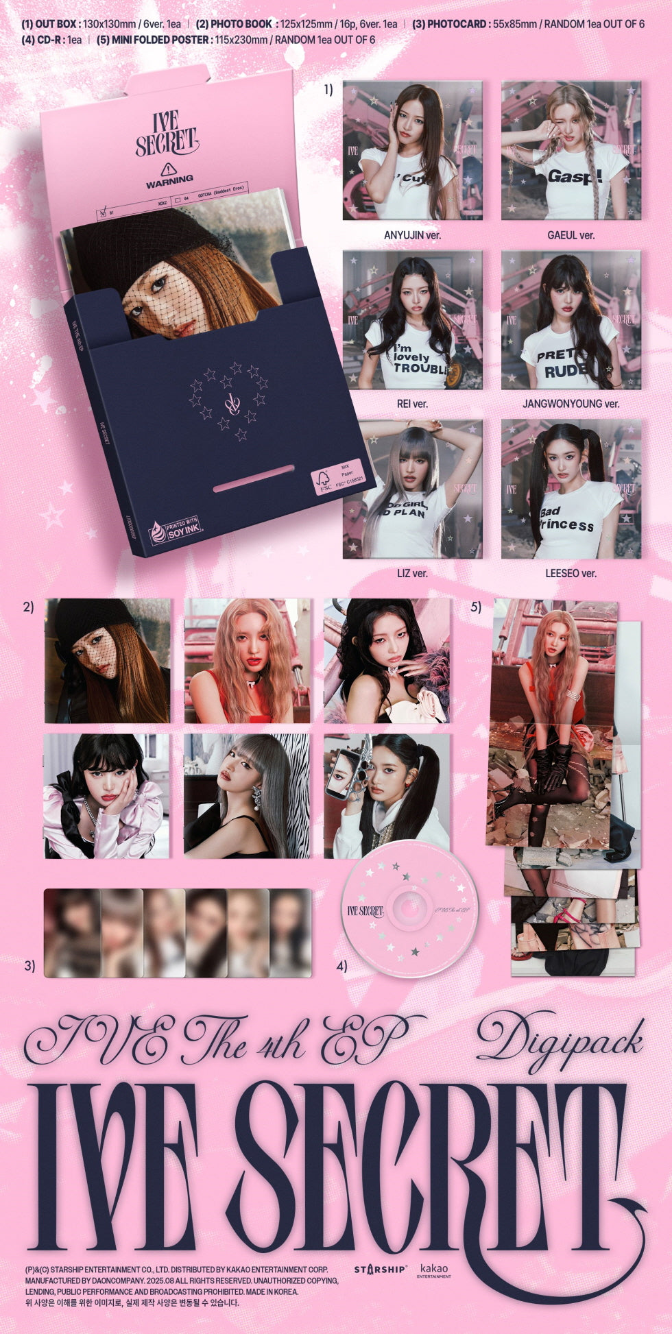 IVE - 4th EP Album [IVE SECRET] Digipack Version (6 Versions)