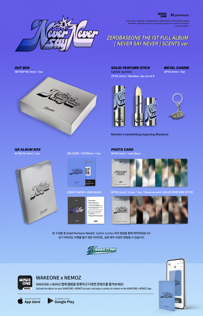 (PRE-ORDER 2025-09-02) ZEROBASEONE - 1st Full Album [NEVER SAY NEVER] Scents Version (9 Versions) Random 1ea