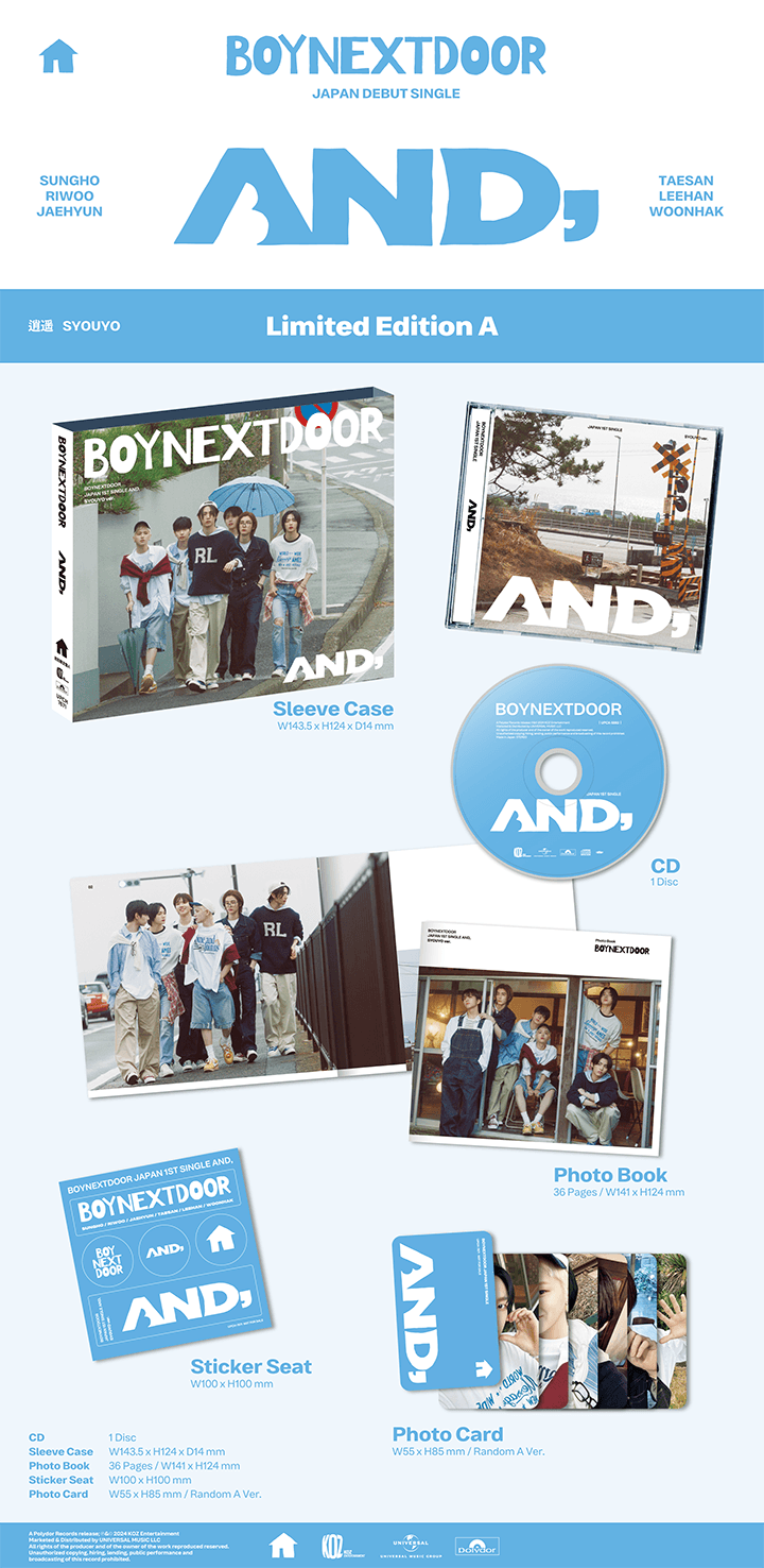 BoyNextDoor - Japan 1st Single Album AND, Limited & Standard (3 Versions).