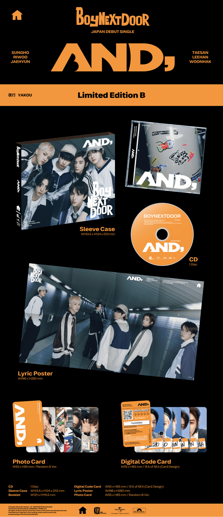 BoyNextDoor - Japan 1st Single Album AND, Limited & Standard (3 Versions).