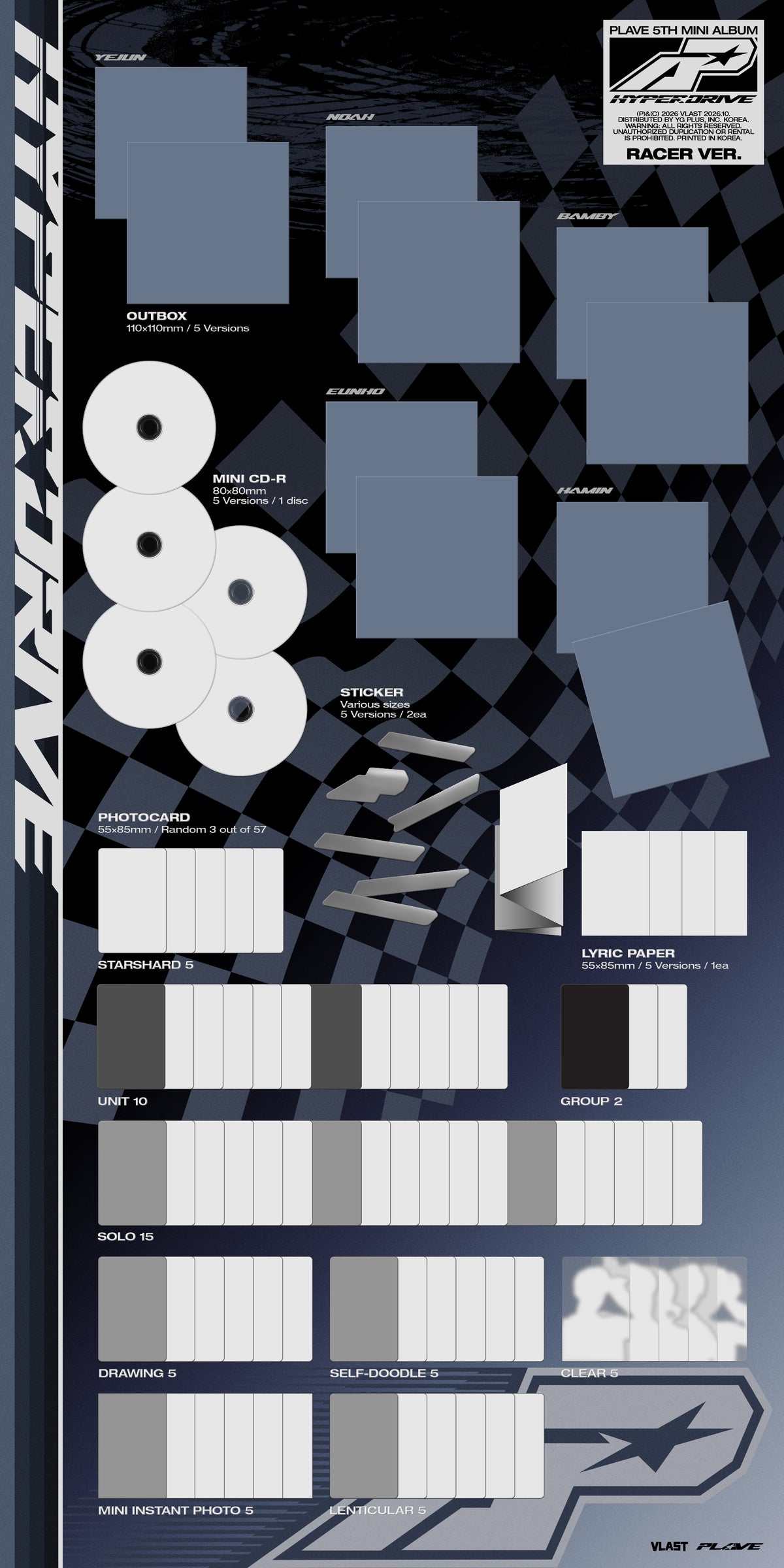 (PRE-ORDER 2026-10-13) PLAVE - 5th Mini Album [HYPERDRIVE] Racer Version (5 Versions) Random 1ea