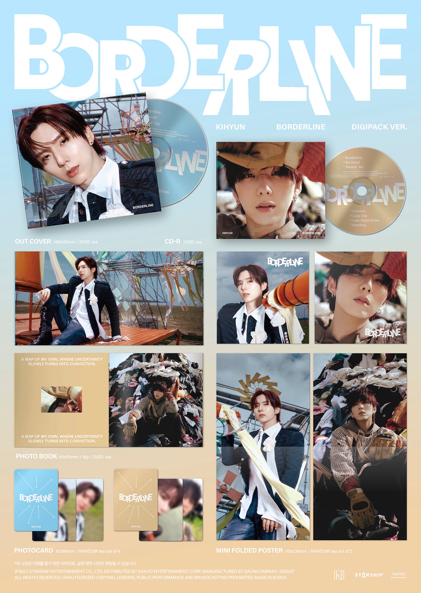KIHYUN (MONSTA X) - EP Album [BORDERLINE] Digipack Version (2 Versions) Random 1ea