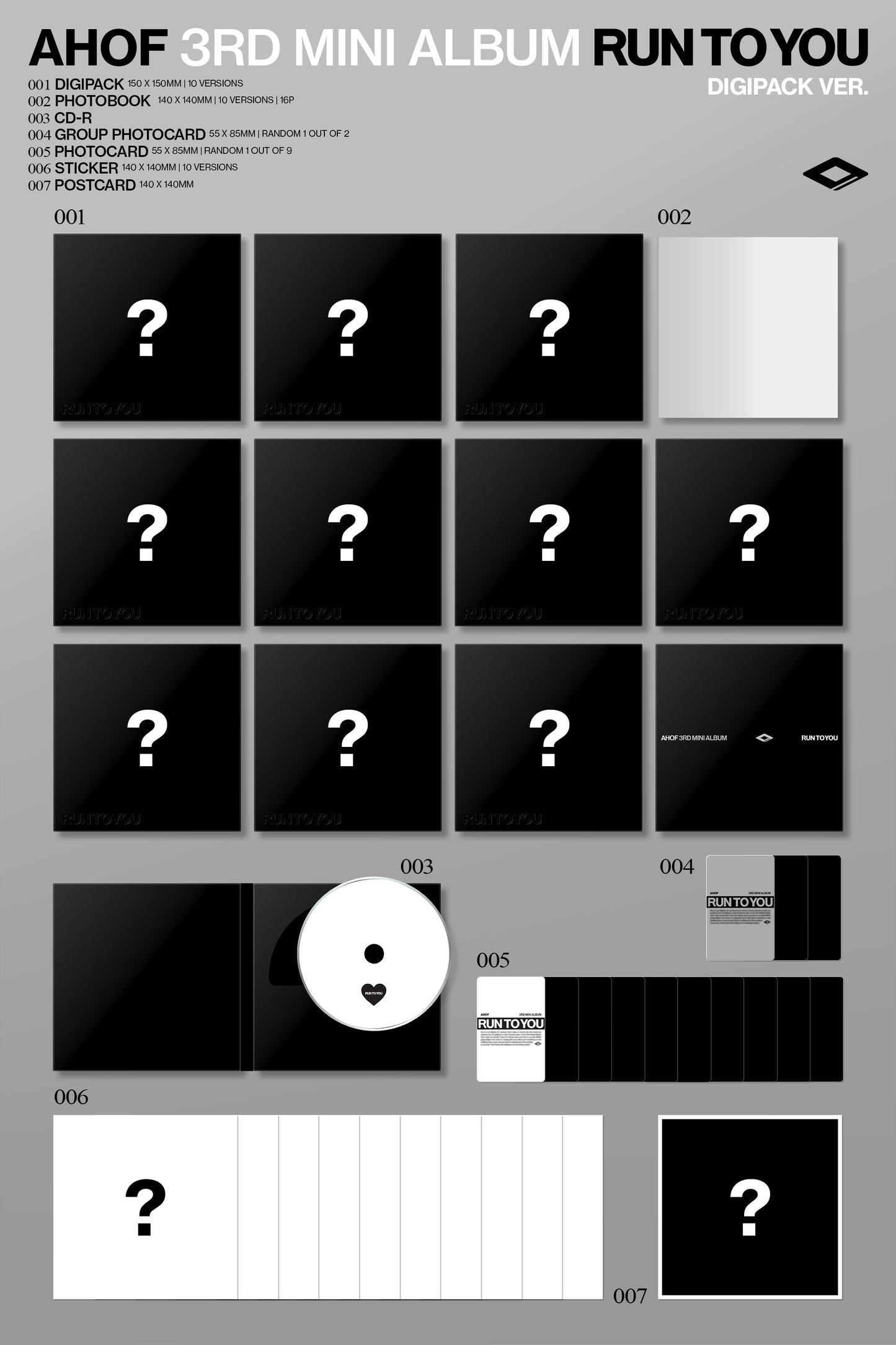 (PRE-ORDER 2026-07-09) AHOF - 3rd Mini Album [RUN TO YOU] Digipack Version (10 Versions) Random 1ea