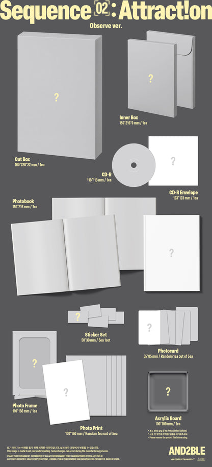 (PRE-ORDER 2026-10-28) AND2BLE (앤더블) - 2nd Mini Album [Sequence 02: Attraction] (3 Versions) Random 1ea (POB Included - pre-order only)