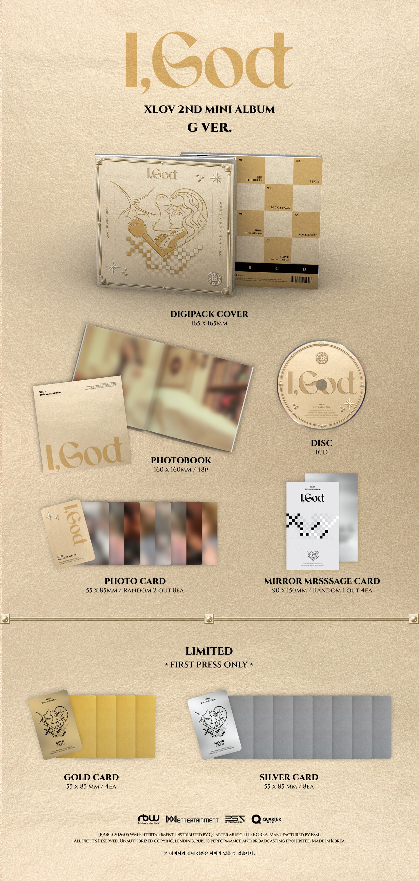 (PRE-ORDER 2026-05-28) XLOV - 2nd Mini Album [I,God] (4 Versions) Set