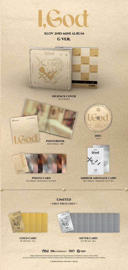 (PRE-ORDER 2026-05-28) XLOV - 2nd Mini Album [I,God] (4 Versions) Set