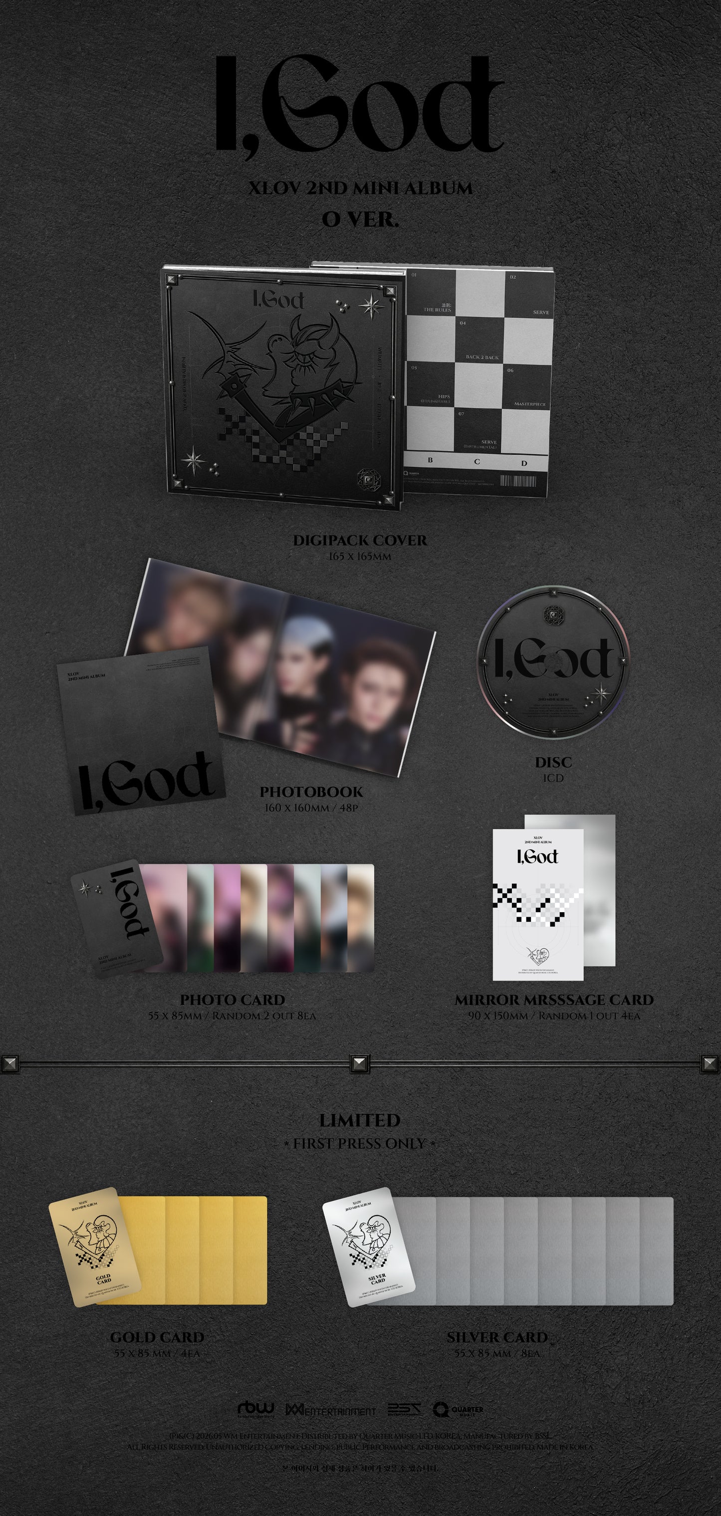 (PRE-ORDER 2026-05-28) XLOV - 2nd Mini Album [I,God] (4 Versions) Set