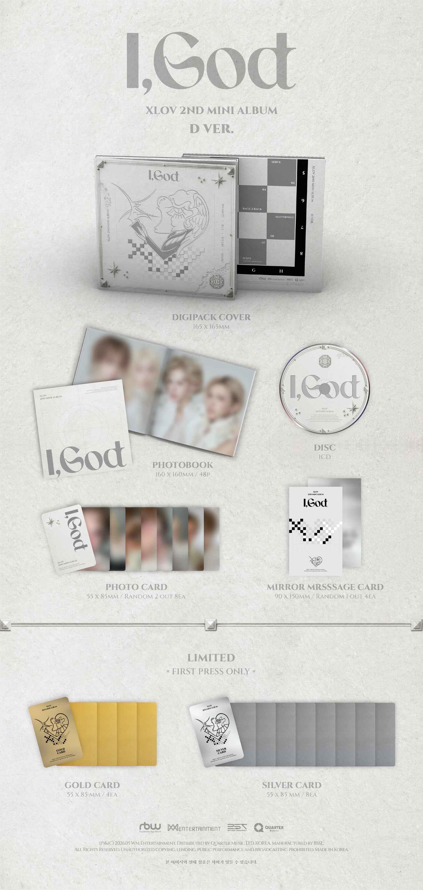 (PRE-ORDER 2026-05-28) XLOV - 2nd Mini Album [I,God] (4 Versions) Set