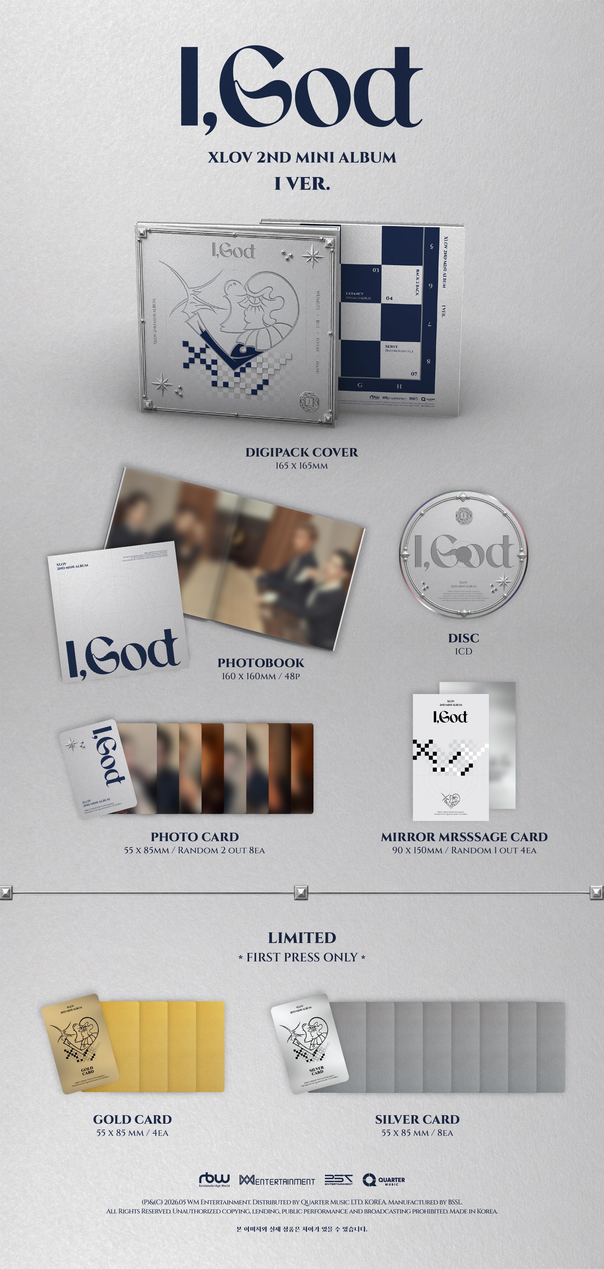 PRE-ORDER 2026-05-28) XLOV - 2nd Mini Album [I,God] (4 Versions