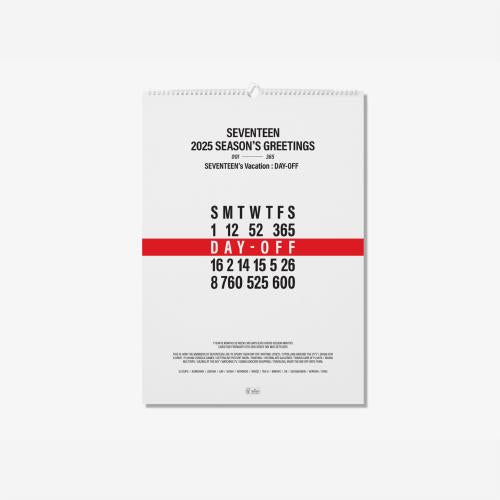Seventeen - 2025 Season's Greetings - Wall Calendar (with K-Towns Season's Greetings Event)[POB - Spill the feels album's POB - Unreleased Selfie Photocard 2ea Included!! (Limited Quantity)]..