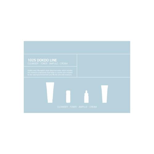Round Lab - 1025 Dokdo Trial Kit (Cleanser 30 mL + Toner 20 mL + Ampoule 10 mL + Cream 20 mL).
