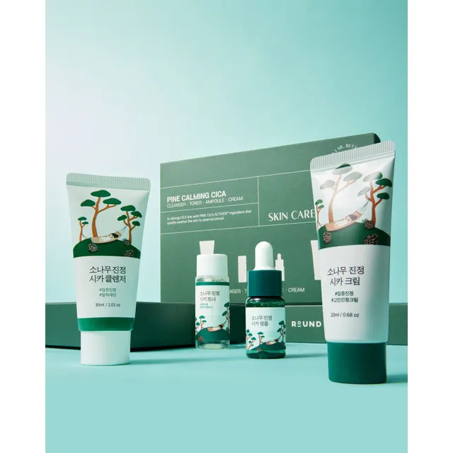 Round Lab - Pine Calming Cica Trial Kit.(Cleanser 30mL+Toner 20mL+Ampoule 10mL+Cream 20mL)