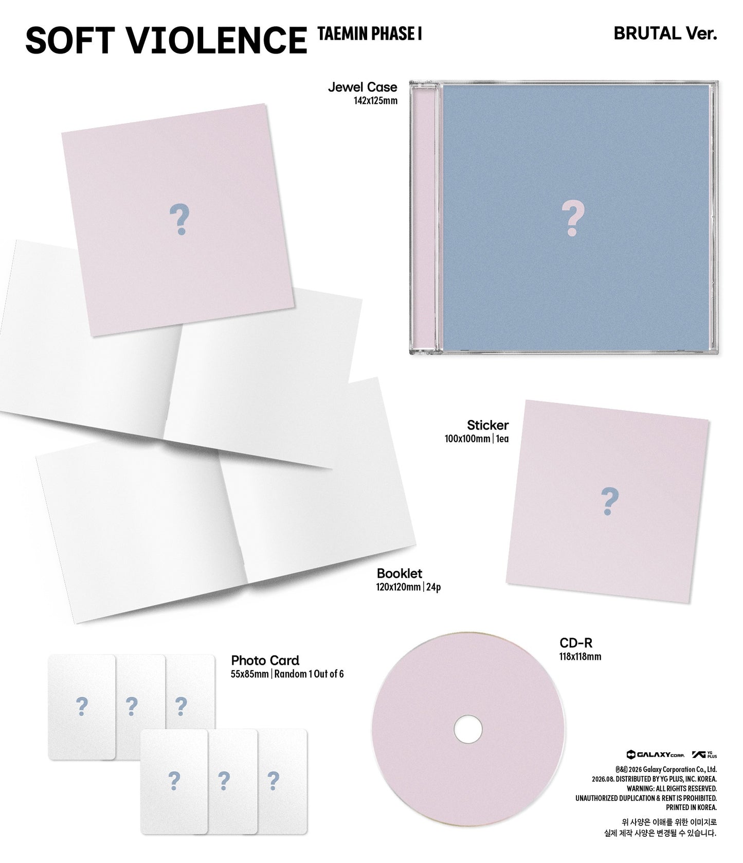 (PRE-ORDER 2026-08-31) TAEMIN (SHINee) - [PHASE I : Soft Violence] JEWEL Version (2 Versions) Random 1ea