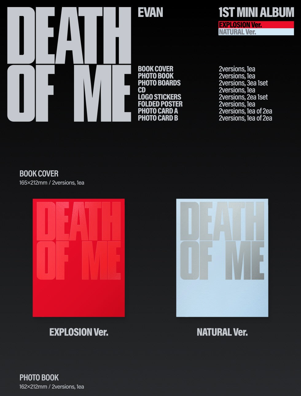 (PRE-ORDER 2026-09-07) EVAN 에반 - 1st Mini Album [DEATH OF ME] (2 Versions) Random 1ea