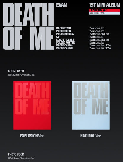 (PRE-ORDER 2026-09-07) EVAN 에반 - 1st Mini Album [DEATH OF ME] (2 Versions) Random 1ea