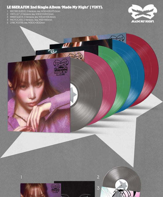 (PRE-ORDER 2026-10-23) LE SSERAFIM - 2nd Single Album [Made My Night] LP Vinyl Version (5 Versions)