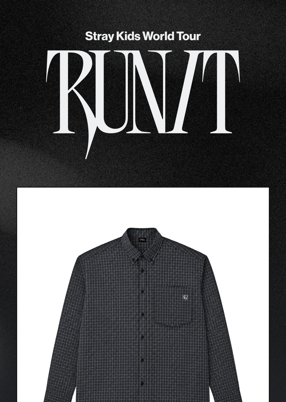 (PRE-ORDER 2026-11-16) Stray Kids - [Stray Kids World Tour <RUN IT SEOUL> Merch] CHECK SHIRT - RUN IT (POB Included Based on Order Amount)
