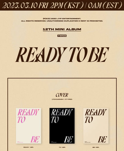 TWICE 12th Mini Album READY TO BE, 3 VERSIONS.