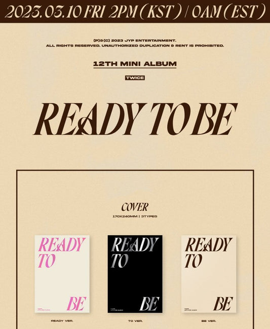 TWICE - 12th Mini Album [READY TO BE] Standard Version (3 Versions)