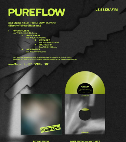 (PRE-ORDER 2026-05-22) LE SSERAFIM - 2nd Studio Album [PUREFLOW pt.1] LP Vinyl Version (2 Versions) Random 1ea