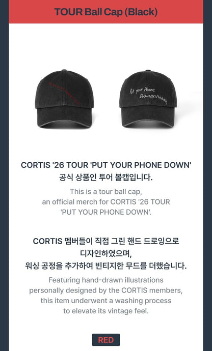 (PRE-ORDER 2026-09-20) CORTIS - [`26 TOUR PUT YOUR PHONE DOWN] Ball Cap (2 Options)