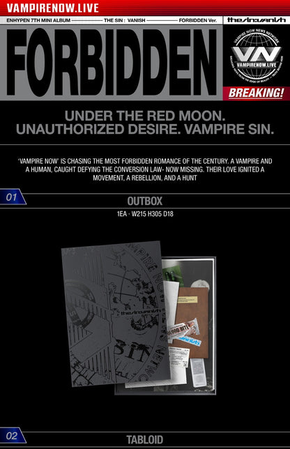 (PRE-ORDER 2026-01-26) ENHYPEN - 7th Mini Album [THE SIN : VANISH] (3 Versions) Random 1ea (POB - Photocard 1ea Pre-order only)