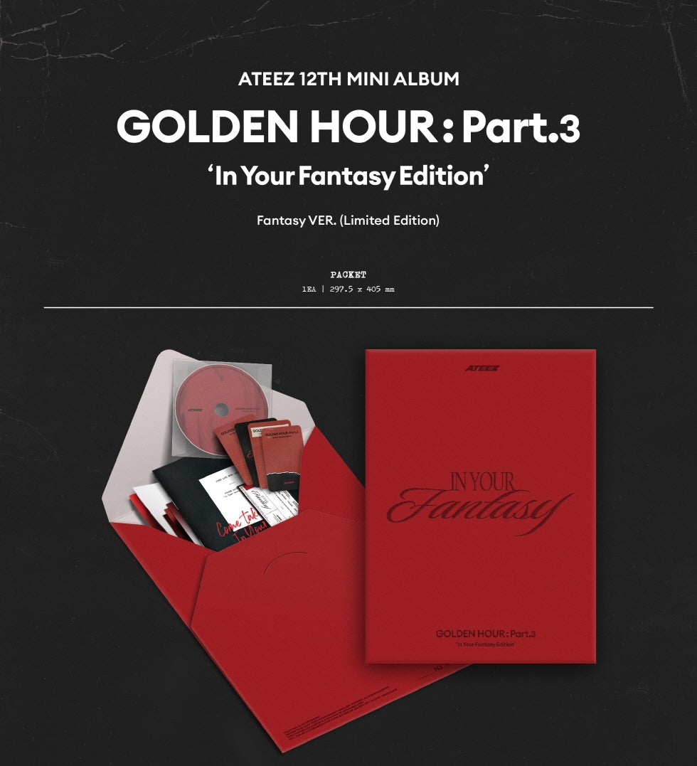 (PRE-ORDER 2025-09-04) ATEEZ - 12th Mini Album [Golden Hour : Part. 3 In Your Fantasy Edition] Fantasy Version (Limited Edition)(POB - Makestar Photocard 1ea - Lips Version Included - Pre-order only)