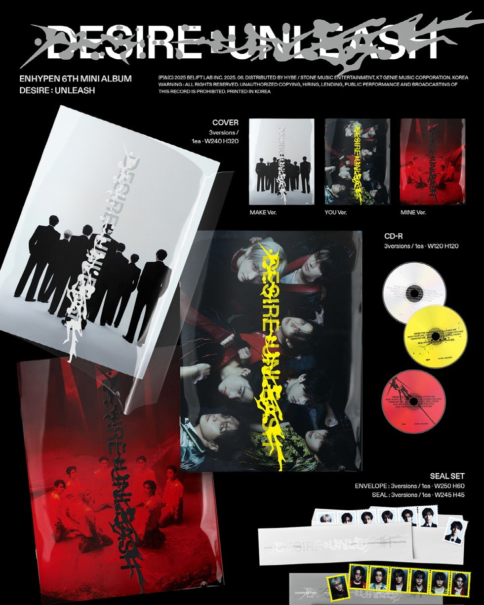 ENHYPEN - 6th Mini Album [Desire : Unleash] (3 Versions)(applemusic POB: Photocard 1ea Included - Limited Quantity)