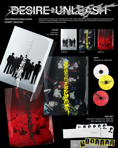 ENHYPEN - 6th Mini Album [Desire : Unleash] (3 Versions)(applemusic POB: Photocard 1ea Included - Limited Quantity)